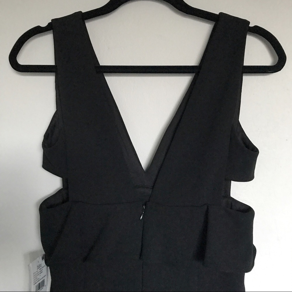 Aidan Mattox Peplum Scuba Crepe Cocktail Dress Size 4 NEW Black Cut Out Party - Picture 5 of 7